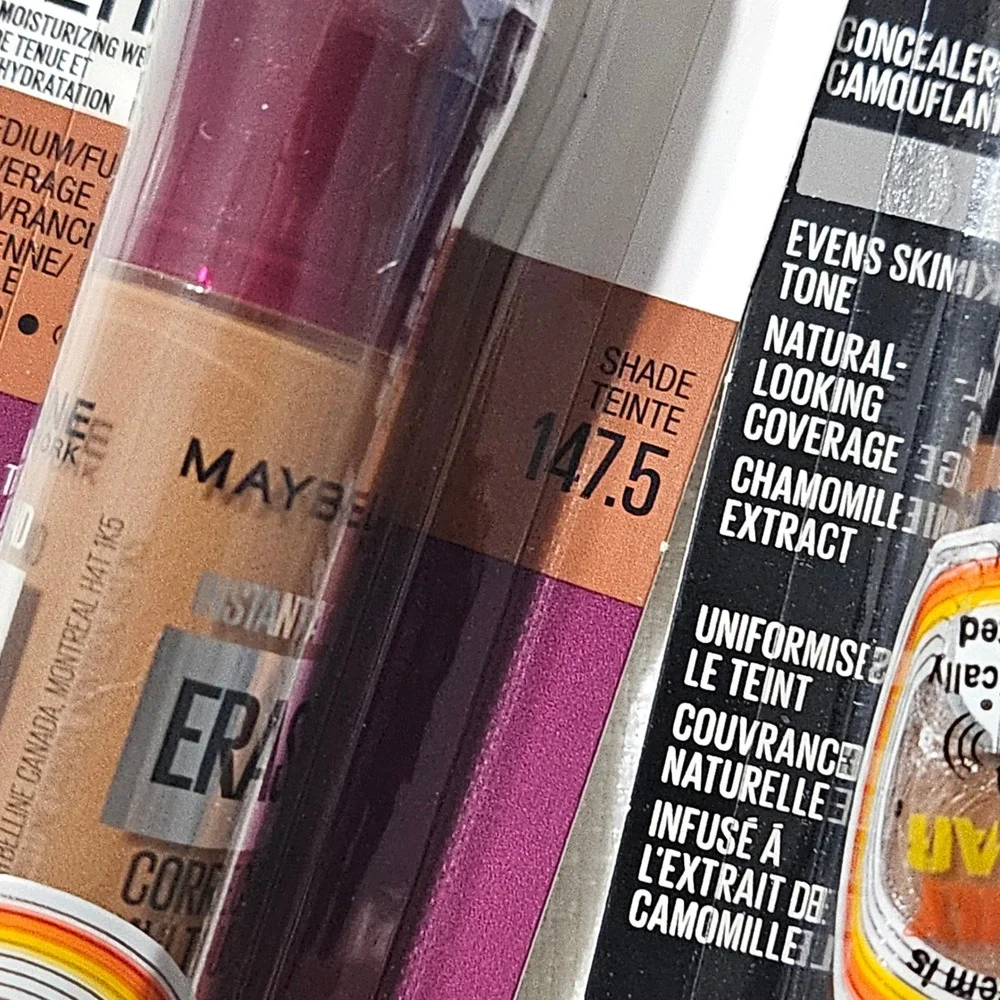 Maybelline Concealer Lot Fit Me 057 Walnut & Instant Age‎ Rewind 147.5 New 4pc